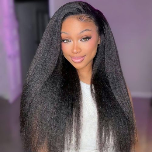 Cross-border HalfWig3in1HumanHairKinkyStraight European and American Wig Real Human Hair