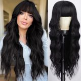 Cross-border mechanism full head wig with bangs, large waves, colorful synthetic fiber, water wigs, 2D style