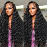 180% density 13*4 water wave lace front human hair wig curly long wavy hair
