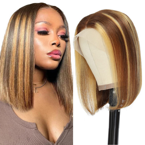 Short wig for women, full head, cross-border, 4/2713*4 BoB wig, human hair lace short wig