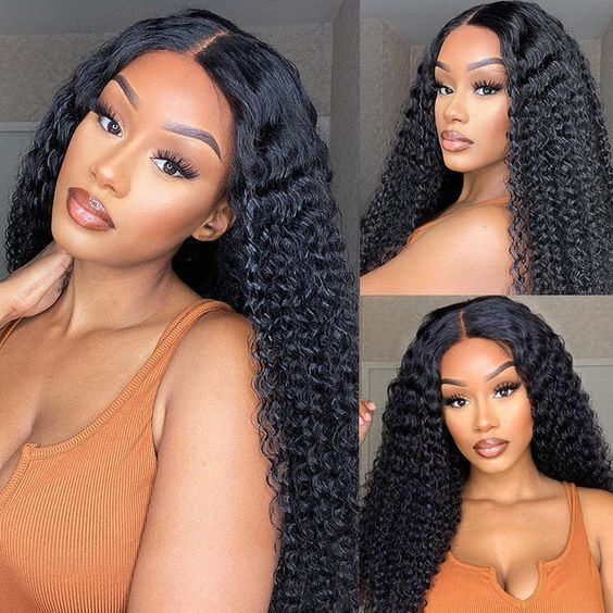 Transparency lace deep curly human hair wig for European and American foreign trade