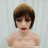 100% human hair Fringe Golden Straight Bob