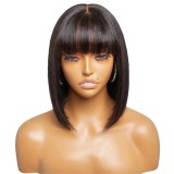 Fringe Bob 3*1 Lace 100% Human Hair Straight bangs wig Bob