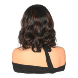 European and American wigs made of real human hair for women, 4X4X1 front lace Bob Highlight Ombre, foreign trade cross-border