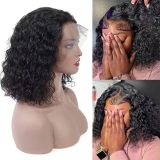 Real human hair Bob water wig 13*4 front lace curly hairstyle cross-border women's long curly hair