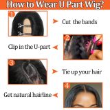 U-part bob straight wig, natural color, real human hair bob wig, available for cross-border delivery