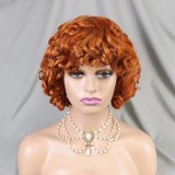 12inch Spring Curly  Fringe Egg Bouncy Human Hair Wig