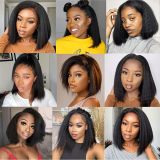 Human hair wigs 4x4 5x5 13x4 front lace Bob straight human hair wigs cross-border