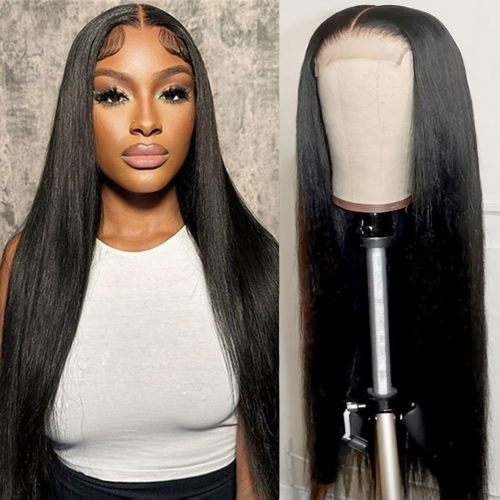 European and American wigs made of real human hair, 4x1 T-part front lace straight wig, cross-border wholesale for foreign trade
