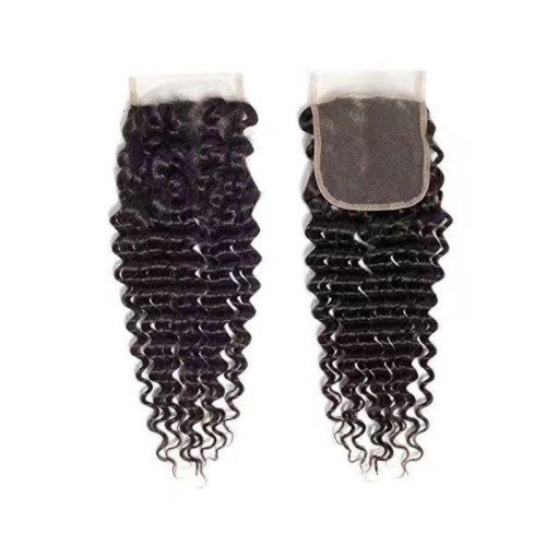 Human Hair Deep Wave Curly 4*4 Lace Closures Brazilian Hair Piece