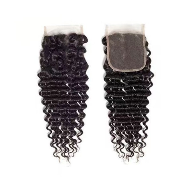 Human Hair Deep Wave Curly 4*4 Lace Closures Brazilian Hair Piece