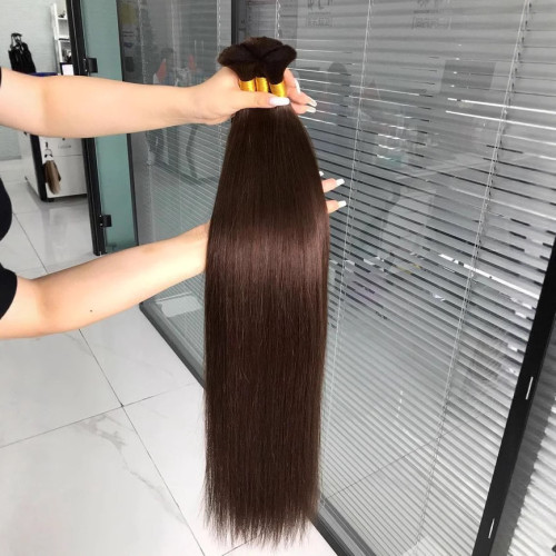 bulk hair extensions dark brown color real human hair extensions from Xuchang