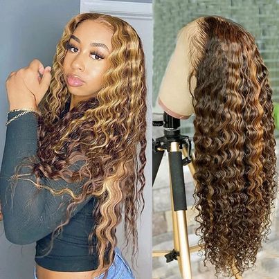 12A Piano Deep Wave Curly Wig With 13*4 Frontal