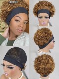 100% human  hair  headband   Short  curl wig