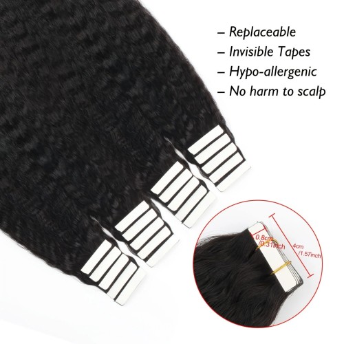 Afro Kinky Straight Tape In Human Hair Extensions for Women