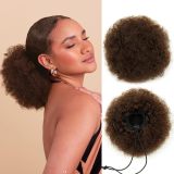 Cross-border wig made of real human hair, Afro Puff Human Hair Drawstring Ponytail