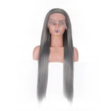 13*4 lace human hair wig in silver gray long hair, direct sales from AliExpress manufacturer