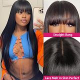 European and American wigs made of real human hair, 13X4 lace front bangs wig, straight hair, wholesale for cross-border foreign trade, women's real hair