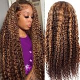 4/27 deep wave human hair wig, a popular cross-border European and American front lace wig