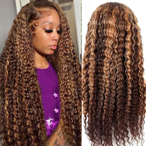 4/27 deep wave human hair wig, a popular cross-border European and American front lace wig