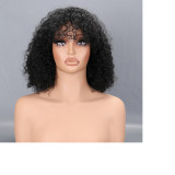 Rose Curly Short Bob Wig with Bangs Human Hair Wig With Bangs