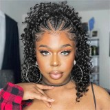 Braided Human Hair Wig 13x4 Lace Front Wigs Curly BOB