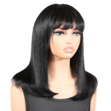 Cross-border 1X3 Lace With Bangs Bob Straight Human Hair Wigs