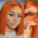 12A Straight Bob#350 Orange Wig with 13*4 Frontal