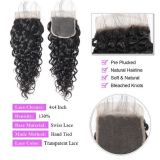 4*4 closure HD Transparent lace water wave human hair wig