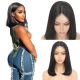 European and American wigs made of real human hair, T-part lace straight hair bob wig, real human hair headpiece, cross-border wholesale