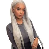 13*4 lace human hair wig in silver gray long hair, direct sales from AliExpress manufacturer