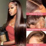 Brown Lace Front Wigs Human Hair New Wig for Women Long Straight Hair Wig