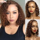 12A 4*4 closure Glueless Deep Curly Bob 200% density Indian