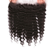 PeruvianHumanhairdeepwaveEarToEarlacefrontal13*4 fully hand-woven