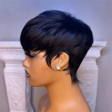Short Straight Bob Wig Pixie Cut Wig Human Hair For Black