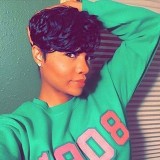 12A Human Hair Short Curly Wig With Bangs Pixie Fringe Wig
