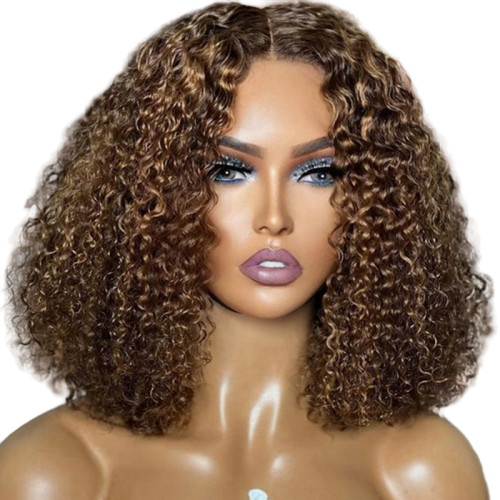 10A Highlight Piano 4/27 Curly Bob 13*4 Human Hair Wig