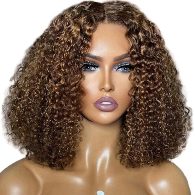 10A Highlight Piano 4/27 Curly Bob 13*4 Human Hair Wig
