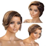 13*4 Frontal Pixie Bob 100% Human Hair Color Lace Wig