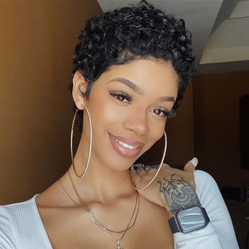 Human Hair 100% Short Curly Wig Brazilian High Quality wig