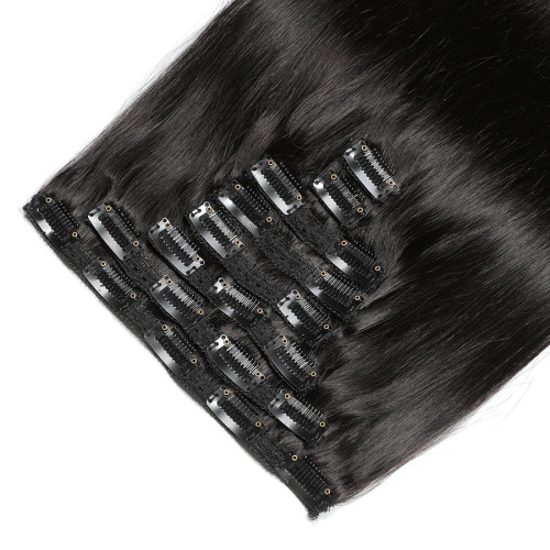 European and American cross-border clip-in human hair invisible seamless hair extensions clip-in human hair wigs