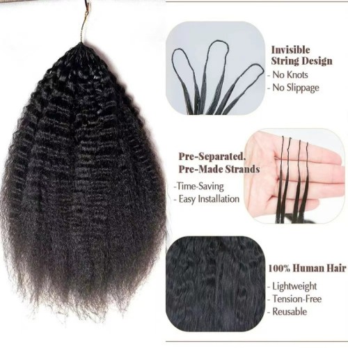 Crochet Feather Hair Extensions kinky straight third generation feather hair extensions