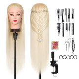 High-temperature synthetic hair mannequin head for practicing hairdressing, hair cutting, and styling techniques, suitable for updos, braiding, and straightening
