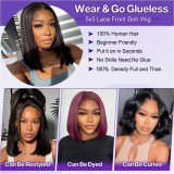 5x5 Lace Closure Straight Bob Wigs European and American Style Human Hair Women's Wig for Export