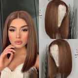 10A Brazilian Brown 4# Bob With 13*4 Frontal 200% Density
