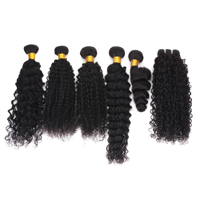 European and American real human hair bundles, natural color, curly hair strands