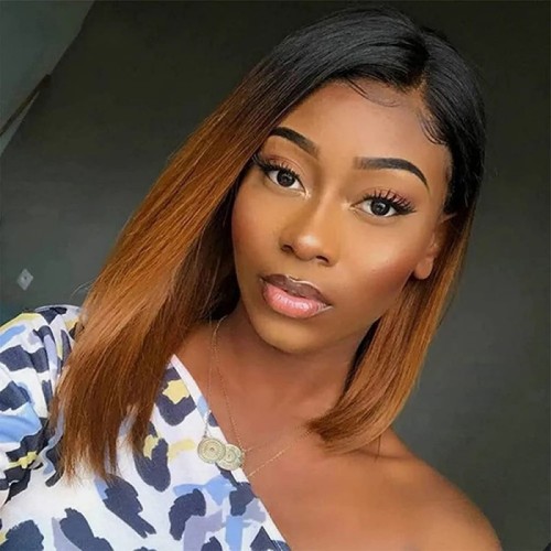 10A Human Hair Bob 1B/30 Color 13*4 Frontal Lace Wig Indian