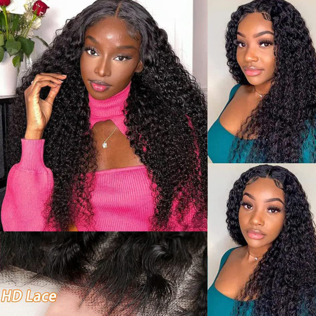 Jerry curly 5*5 Wigs Human Hair Glue-Free HD Lace Long Curly Hair Full Real Hair Wig