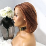 10A Brazilian Brown 4# Bob With 13*4 Frontal 200% Density