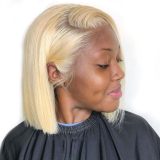 European and American wigs made from real human hair 13X4 bob lace front human hair wigs 613 cross-border